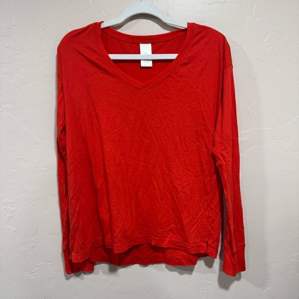 Rachel Parcell Red Orange Long Sleeve Vneck Sleepwear